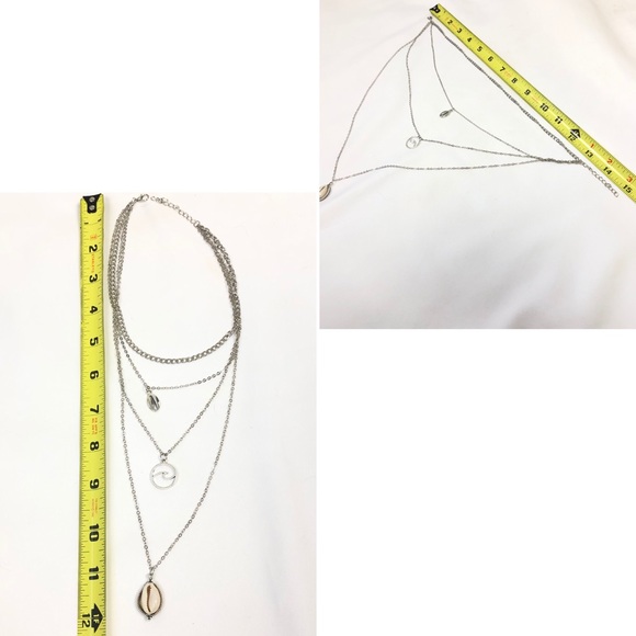 NEW seashell wave seashell layered silver necklace - Picture 3 of 4